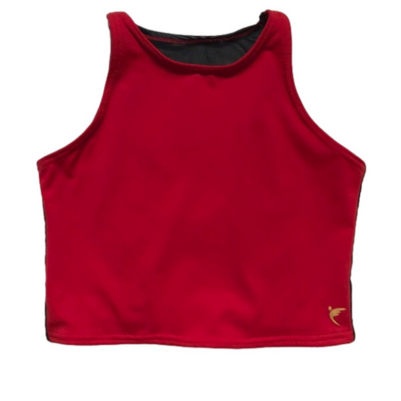 Fit2Fly Tops - Fit2Fly Black & Red Crop Top Sheer Mesh Back Medium